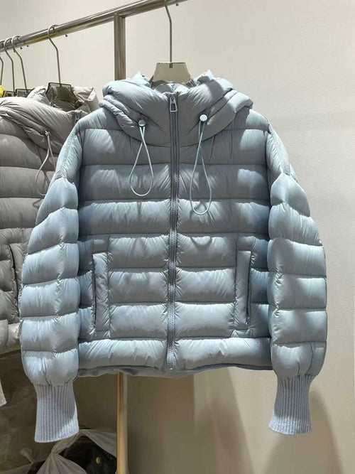 100pcs Wholesale 90% Real White Duck Down Hooded Puffer Jackets - High-Fill Lightweight Winter Coats Stock Lot - Mixed Colors (Black, Grey, Yellow, Blue) - Premium Reseller Clearance