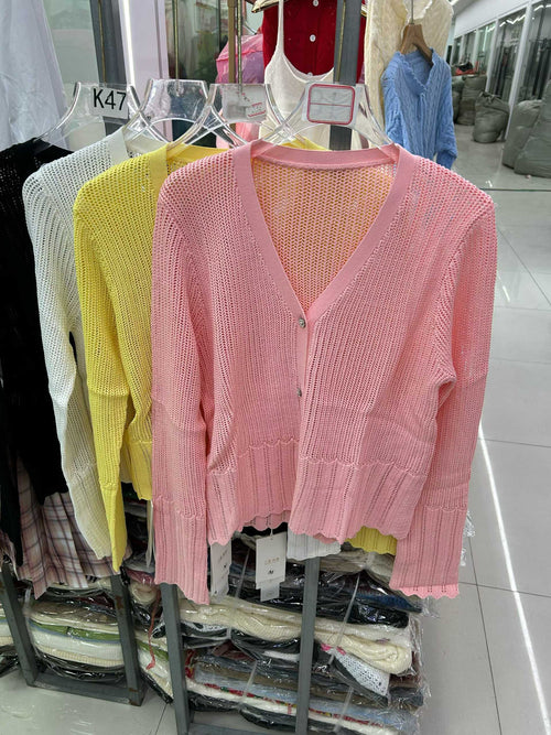 200pcs Wholesale Women’s Lightweight Spring Cardigans - 4 Color Soft Knit Button-Front Layering Tops - $1.70 Tail-Order Clearance Lot