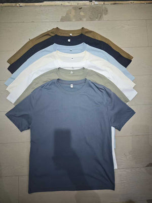 8000pcs Wholesale Mercerized Cotton Men’s T-Shirts Bulk Lot – Minimalist Blank Summer Tee Stock – 6 Color Assorted Casual Streetwear Basics – Factory Tail Order Clearance – Boutique & Reseller Inventory Deal