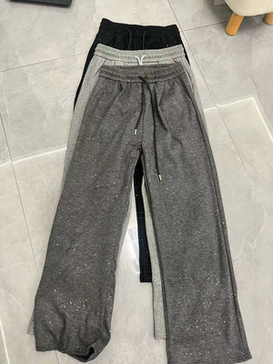 2200 Units Bulk Women’s Shimmer-Thread Ribbed Lounge Pants - High-Value Metallic Shine Wide-Leg Trousers - Take-All Inventory Liquidation - Versatile Streetwear Fashion Stock Lot