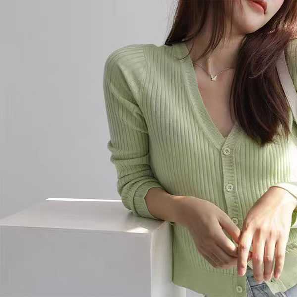 1600pcs Wholesale Ribbed V-neck Knit Cardigans - Minimalist Aesthetic Layering Sweaters - $1.50 Factory Liquidation Take-all Lot - Transition Season Boutique Inventory Essentials