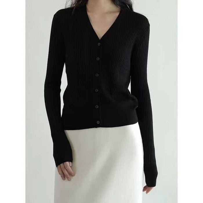 1600pcs Wholesale Ribbed V-neck Knit Cardigans - Minimalist Aesthetic Layering Sweaters - $1.50 Factory Liquidation Take-all Lot - Transition Season Boutique Inventory Essentials