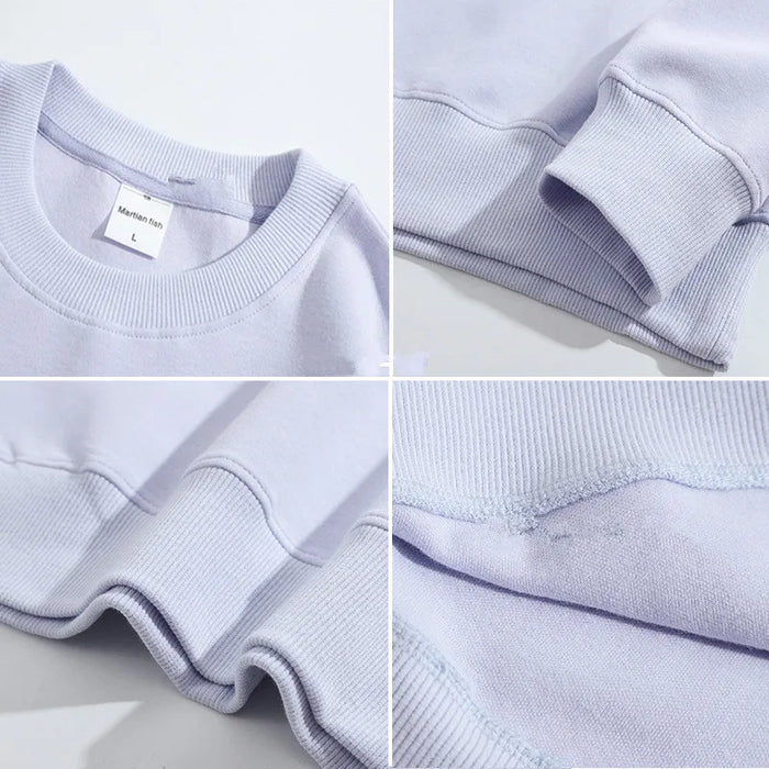 300Gsm Cotton Fabric Custom Embroidery Pullover | Wholesale Oversized Crew Neck Sweatshirts