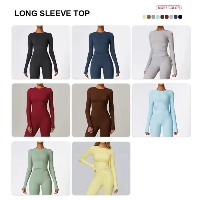Nylon Spandex Interlock Knit Long Sleeve Workout Top