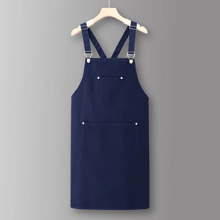 Adjustable Heavyweight Waxed Cotton Canvas Multi-Pocket Work Apron