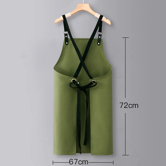 Adjustable Heavyweight Waxed Cotton Canvas Multi-Pocket Work Apron