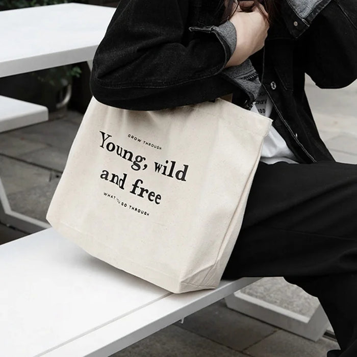 Recycled Cotton Plain Woven Foldable Tote Bag