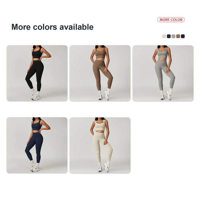 Nylon Spandex Interlock Knit Four-Way Stretch 5-Piece Fitness Workout Set