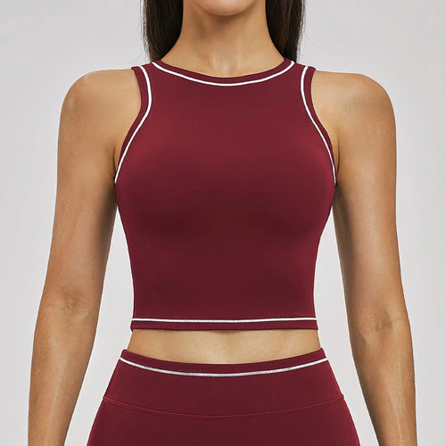 280g Spandex Nylon Four Way Stretch Sports Crop Yoga Tank Tops Build in Bra | Custom Activewear