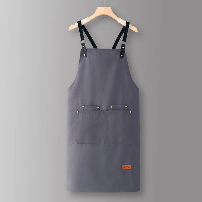 Adjustable Heavyweight Waxed Cotton Canvas Multi-Pocket Work Apron