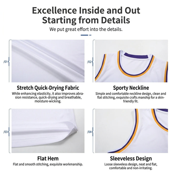 Lightweight 100% Polyester Stripe Trim Basketball Jersey | Custom Sleeveless Tank Tops