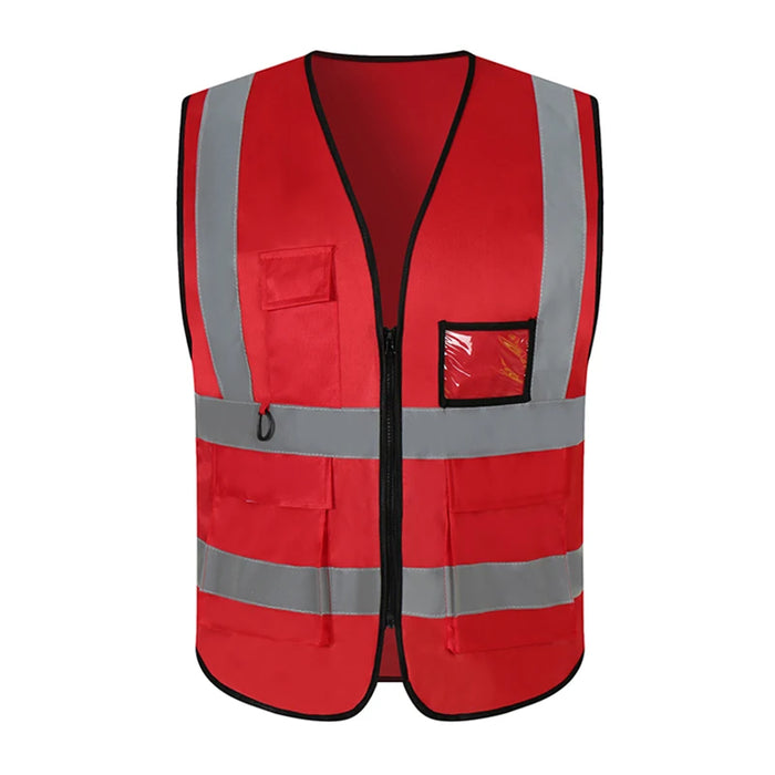 100% Polyester Mesh High Visibility LED Reflective Safety Vest with Utility Pockets