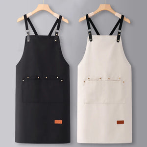 Adjustable Heavyweight Waxed Cotton Canvas Multi-Pocket Work Apron