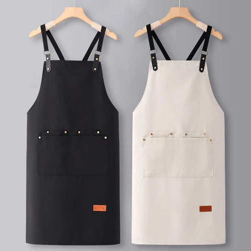 Adjustable Heavyweight Waxed Cotton Canvas Multi-Pocket Work Apron