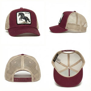 Bulk Burgundy Cotton Mesh Embroidered Patch Trucker Hats for Legacy Sports Clubs