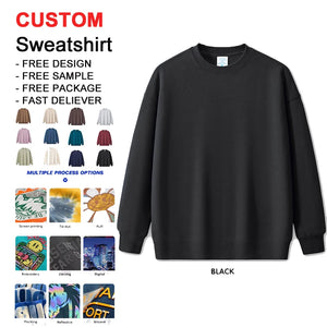 350g 100% Cotton 3D Embossed Sweatshirt | Custom Streetwear Logo Embroidered Crewneck