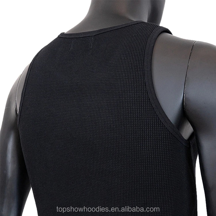 Polyester Cotton Waffle Knit Muscle Singlet | OEM Men Tank Top