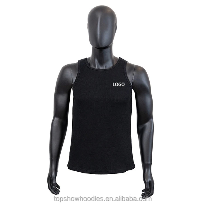 Polyester Cotton Waffle Knit Muscle Singlet | OEM Men Tank Top