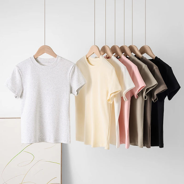 220GSM Cotton 3D Embossed Slim Fit Women Summer T Shirt | Wholesale High Logo Custom T