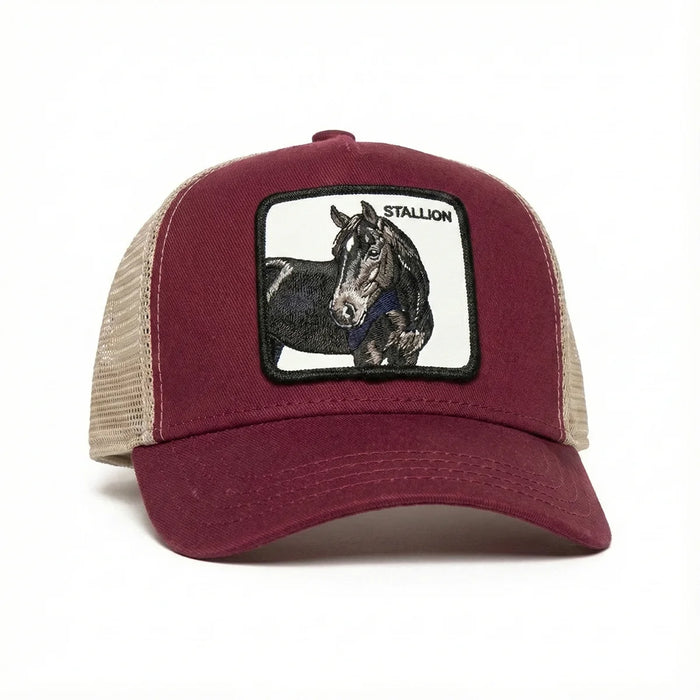 Bulk Burgundy Cotton Mesh Embroidered Patch Trucker Hats for Legacy Sports Clubs