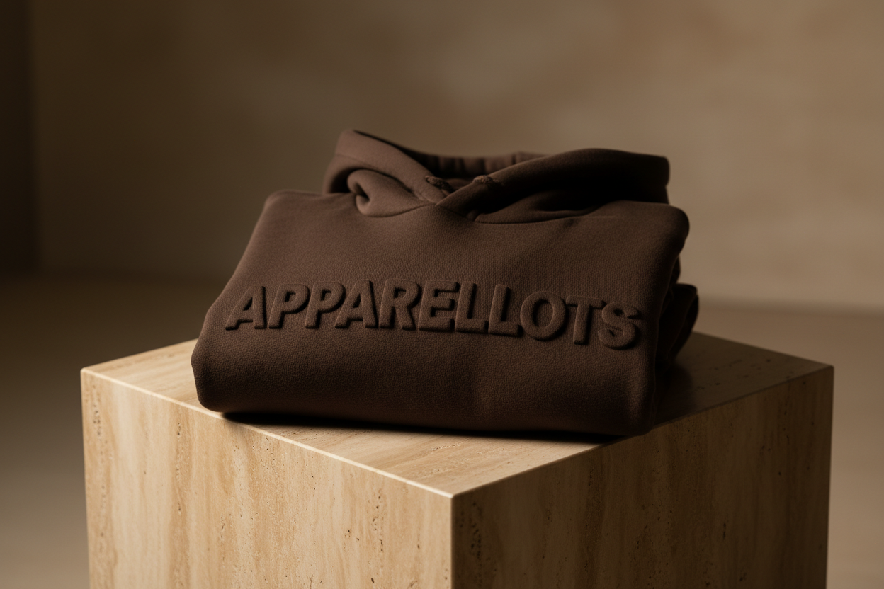 Structured utility luxury. Heavy tactile fabric drape, thick crisp hood silhouettes that stand up, clean monochromatic panels and rich warm earth tone colorways, flawless print alignment, and high-end retail ready presentation.