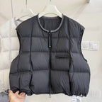 Lightweight Padded Zip Vest, Round Neck – Closeout Stock 200 Units – $18 Clearance Deal .Minimalist Round Neck Down-Style Vest