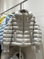100pcs Wholesale 90% Real White Duck Down Hooded Puffer Jackets - High-Fill Lightweight Winter Coats Stock Lot - Mixed Colors (Black, Grey, Yellow, Blue) - Premium Reseller Clearance