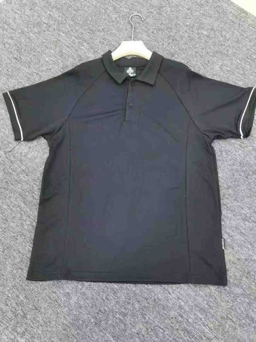 Approx. 2,000pcs Wholesale Men’s Performance Polo Shirts – Black-Dominant Aussie Pacific Clearance Lot – Short Sleeve Workwear / Golf / Uniform Resale Basics – XL Label Mix – Tail-End Special Price Stock