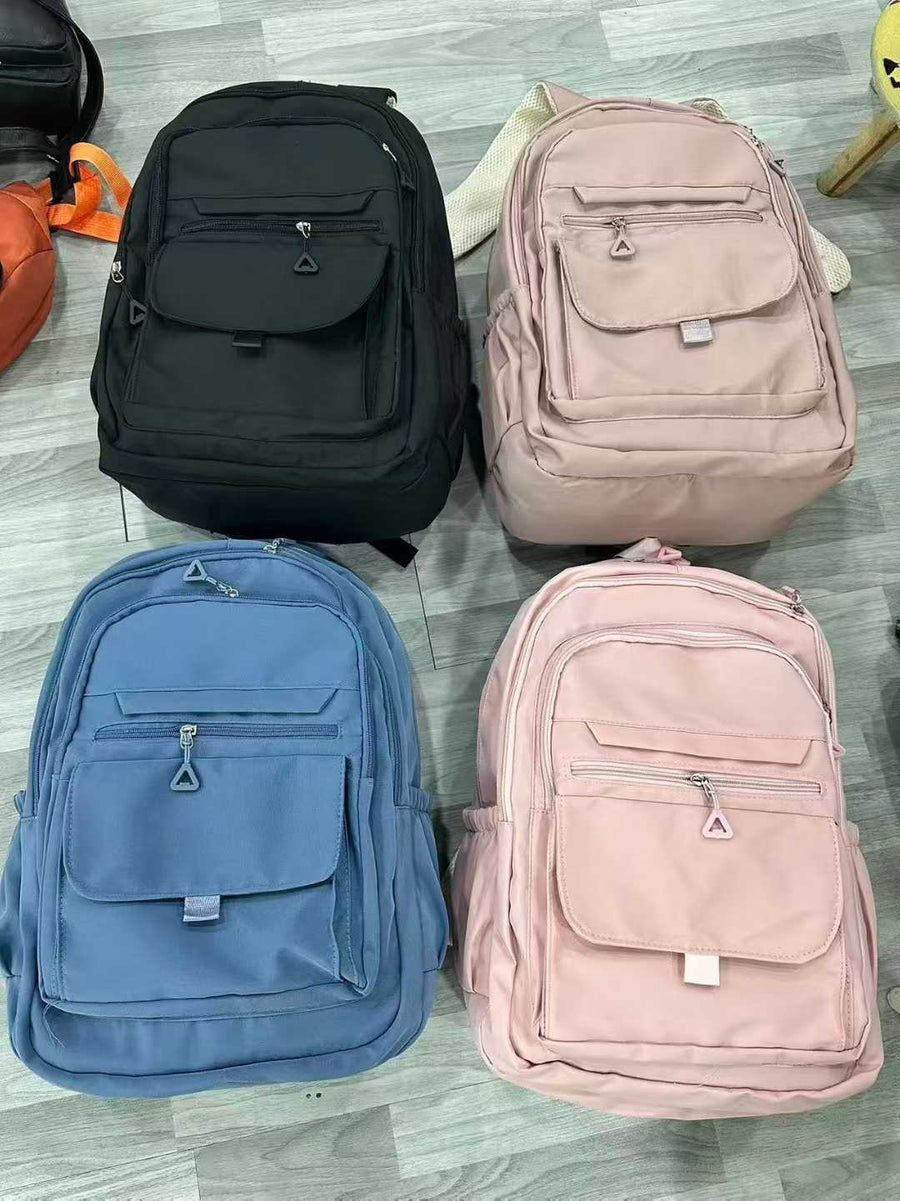 300pcs Wholesale Everyday School & Travel Backpacks - Minimal Multi-Pocket Student Bags - Black Pink Blue Assorted Stock - $2.00 Clearance Lot