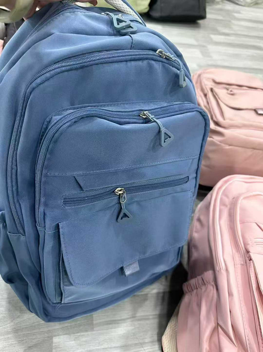 300pcs Wholesale Everyday School & Travel Backpacks - Minimal Multi-Pocket Student Bags - Black Pink Blue Assorted Stock - $2.00 Clearance Lot