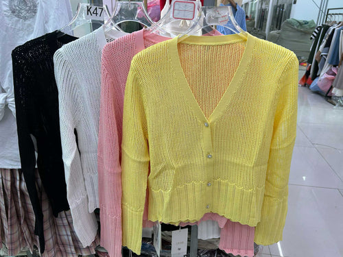 200pcs Wholesale Women’s Lightweight Spring Cardigans - 4 Color Soft Knit Button-Front Layering Tops - $1.70 Tail-Order Clearance Lot