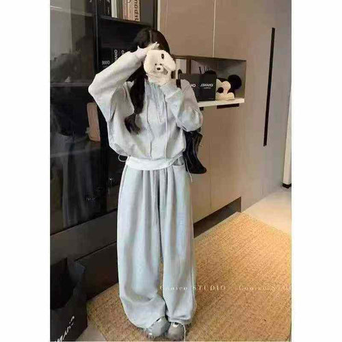 2,500 Sets Wholesale Fleece-Lined Women’s Streetwear Tracksuit – Oversized Zip Hoodie & Wide-Leg Sweatpants Set – Winter Athleisure Lounge Outfit – $3.80 Full Stock Liquidation Lot