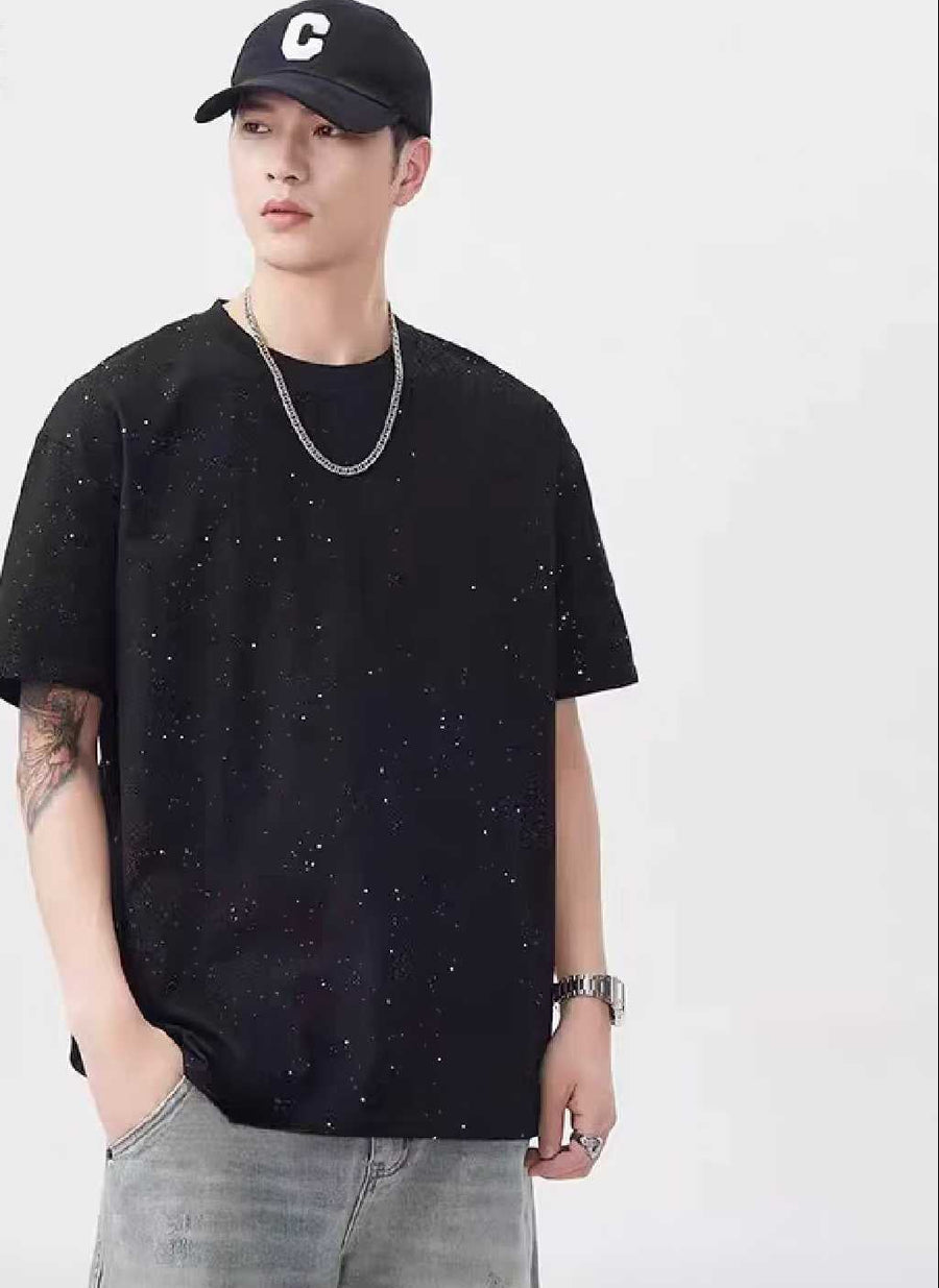 4000+ pcs Wholesale Men’s 260gsm Speckled Streetwear T-Shirts - New Starry Paint-Splatter Heavyweight Tees - Clearance Tail Order - Easy Reseller Summer Stock