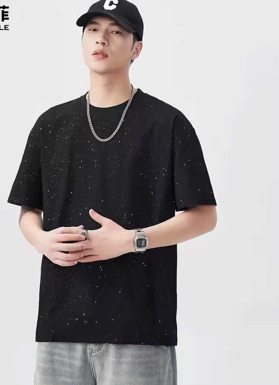 4000+ pcs Wholesale Men’s 260gsm Speckled Streetwear T-Shirts - New Starry Paint-Splatter Heavyweight Tees - Clearance Tail Order - Easy Reseller Summer Stock