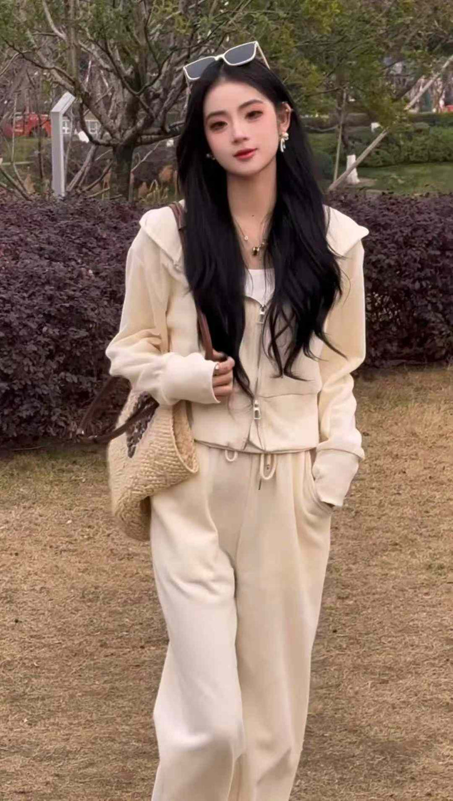 380 Sets Wholesale Women’s Soft Lounge Tracksuits - 3 Color Zip Hoodie & Wide-Leg Pant Co-Ord Sets - Beige Heavy Stock - 4 Size Run Clearance Tail Order - Easy Boutique Athleisure Inventory