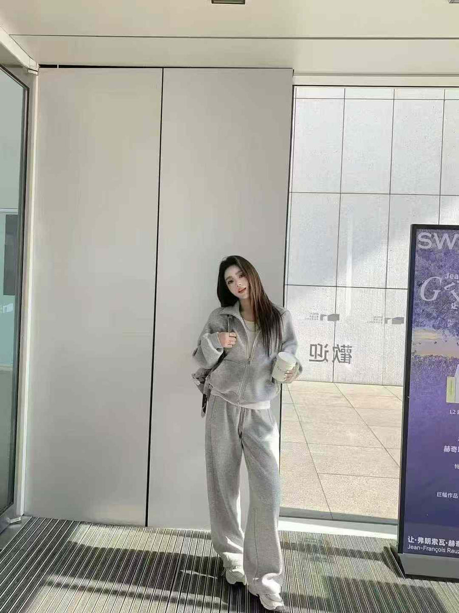 380 Sets Wholesale Women’s Soft Lounge Tracksuits - 3 Color Zip Hoodie & Wide-Leg Pant Co-Ord Sets - Beige Heavy Stock - 4 Size Run Clearance Tail Order - Easy Boutique Athleisure Inventory