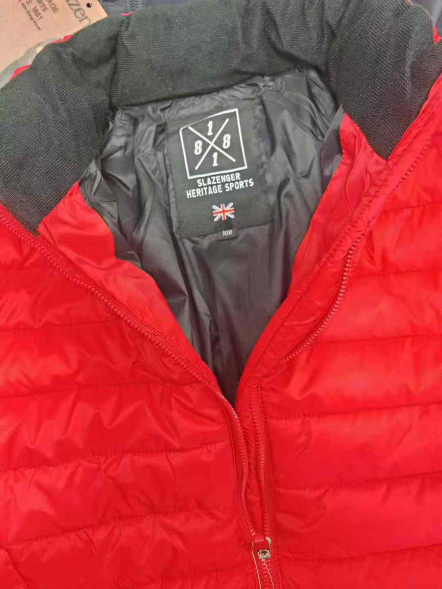 24,000pc Wholesale Slazenger Heritage Sports Lightweight Padded Jackets -Take-All Liquidation - Red & Navy Heritage Quilted Coats - Authentic Export Surplus Stock Lot
