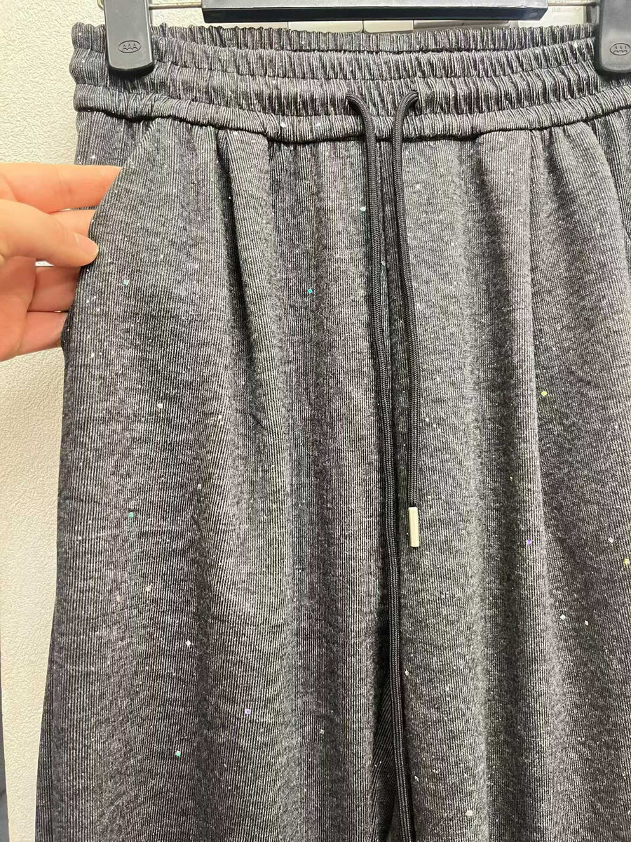 2200 Units Bulk Women’s Shimmer-Thread Ribbed Lounge Pants - High-Value Metallic Shine Wide-Leg Trousers - Take-All Inventory Liquidation - Versatile Streetwear Fashion Stock Lot