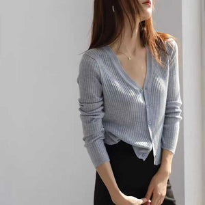 1600pcs Wholesale Ribbed V-neck Knit Cardigans - Minimalist Aesthetic Layering Sweaters - $1.50 Factory Liquidation Take-all Lot - Transition Season Boutique Inventory Essentials