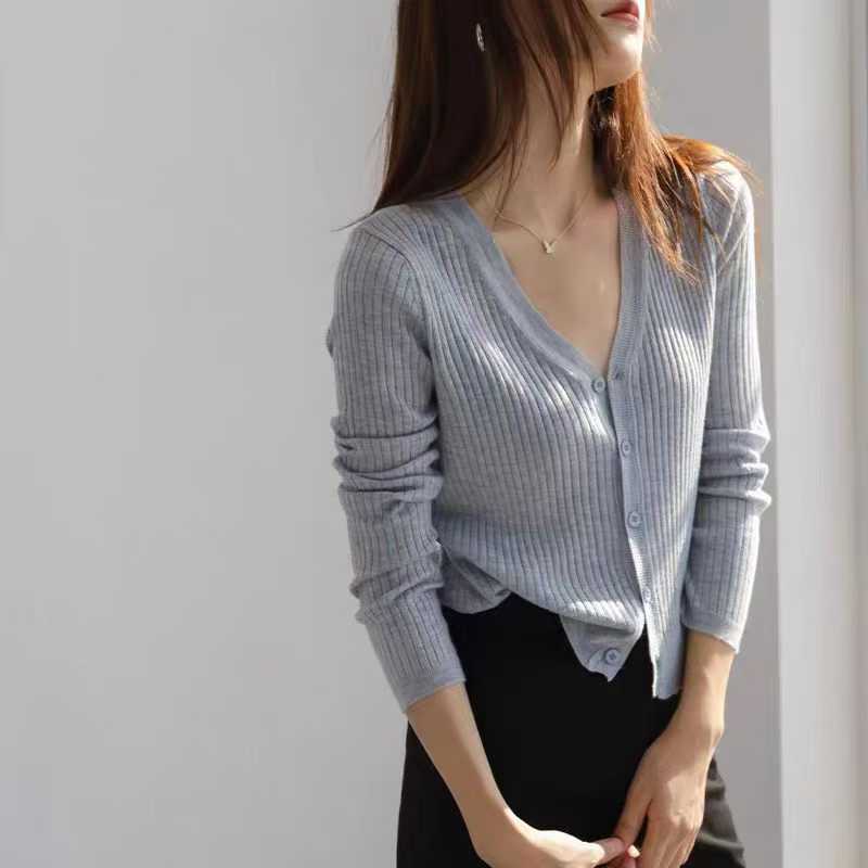 1600pcs Wholesale Ribbed V-neck Knit Cardigans - Minimalist Aesthetic Layering Sweaters - $1.50 Factory Liquidation Take-all Lot - Transition Season Boutique Inventory Essentials