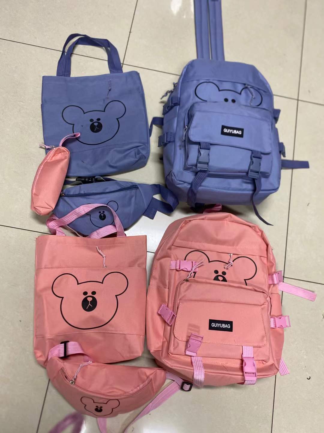 260 Sets Bulk 4-Piece Aesthetic Bear Backpack Combo - High-Value Kawaii Bundle with Tote, Crossbody & Pouch - Full Inventory Liquidation - Student Gear Stock Lot