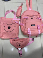 260 Sets Bulk 4-Piece Aesthetic Bear Backpack Combo - High-Value Kawaii Bundle with Tote, Crossbody & Pouch - Full Inventory Liquidation - Student Gear Stock Lot
