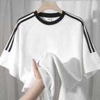 2000pcs Heavyweight 260G Unisex Raglan Stripe T-Shirts – Minimal Streetwear Blank Tees for Boutique Brands – Soft Cotton Feel Summer Basics – White-Dominant Overstock Lot