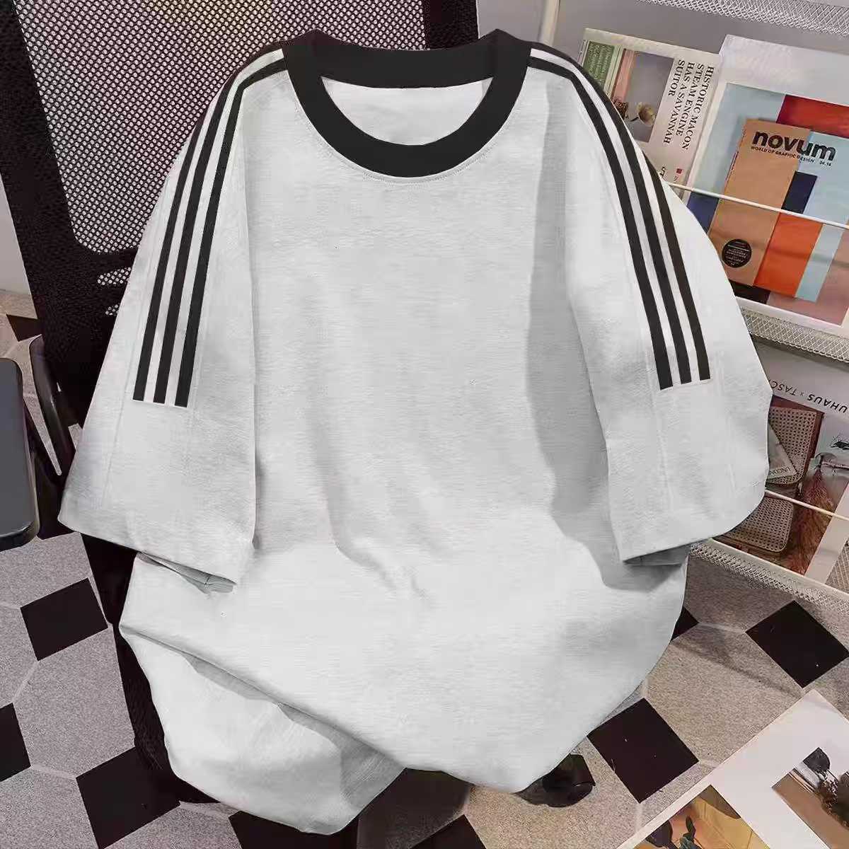 2000pcs Heavyweight 260G Unisex Raglan Stripe T-Shirts – Minimal Streetwear Blank Tees for Boutique Brands – Soft Cotton Feel Summer Basics – White-Dominant Overstock Lot