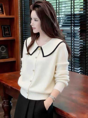 260pcs Spring Knit Cardigan Lot – Soft Ice Linen Blend Collared Sweaters – French Minimalist Button-Up Tops for Everyday Outfits – Boutique Ready Light Luxury Basics – Easy Styling Womenswear Stock