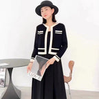 600pcs Ice-Silk Contrast Trim Knit Dress & Cropped Cardigan Set – Boutique-Ready Black Cream Matching Womenswear Stock Lot – Soft Stretch One-Style Tail Order Clearance with Easy Resale Appeal