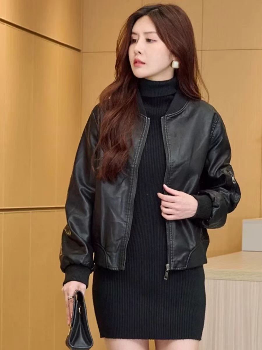 4860pcs Women’s Faux Leather Bomber Jacket Stock Lot – Plus Size XL–3XL Assorted Colors – Boutique-Ready Outerwear Closeout with Everyday Wear Appeal