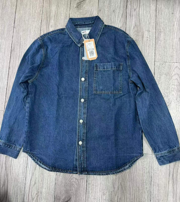 2000+ pcs Mid Blue Denim Shirt Jacket Stock Lot – Cotton Blend Casual Overshirts for Men – XS to 3XL Size Run – Low Cost Boutique Resale Denim Inventory