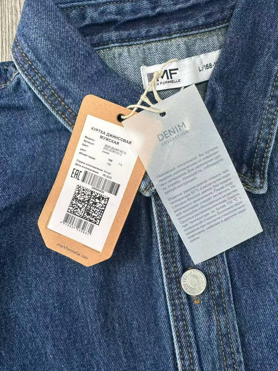 2000+ pcs Mid Blue Denim Shirt Jacket Stock Lot – Cotton Blend Casual Overshirts for Men – XS to 3XL Size Run – Low Cost Boutique Resale Denim Inventory