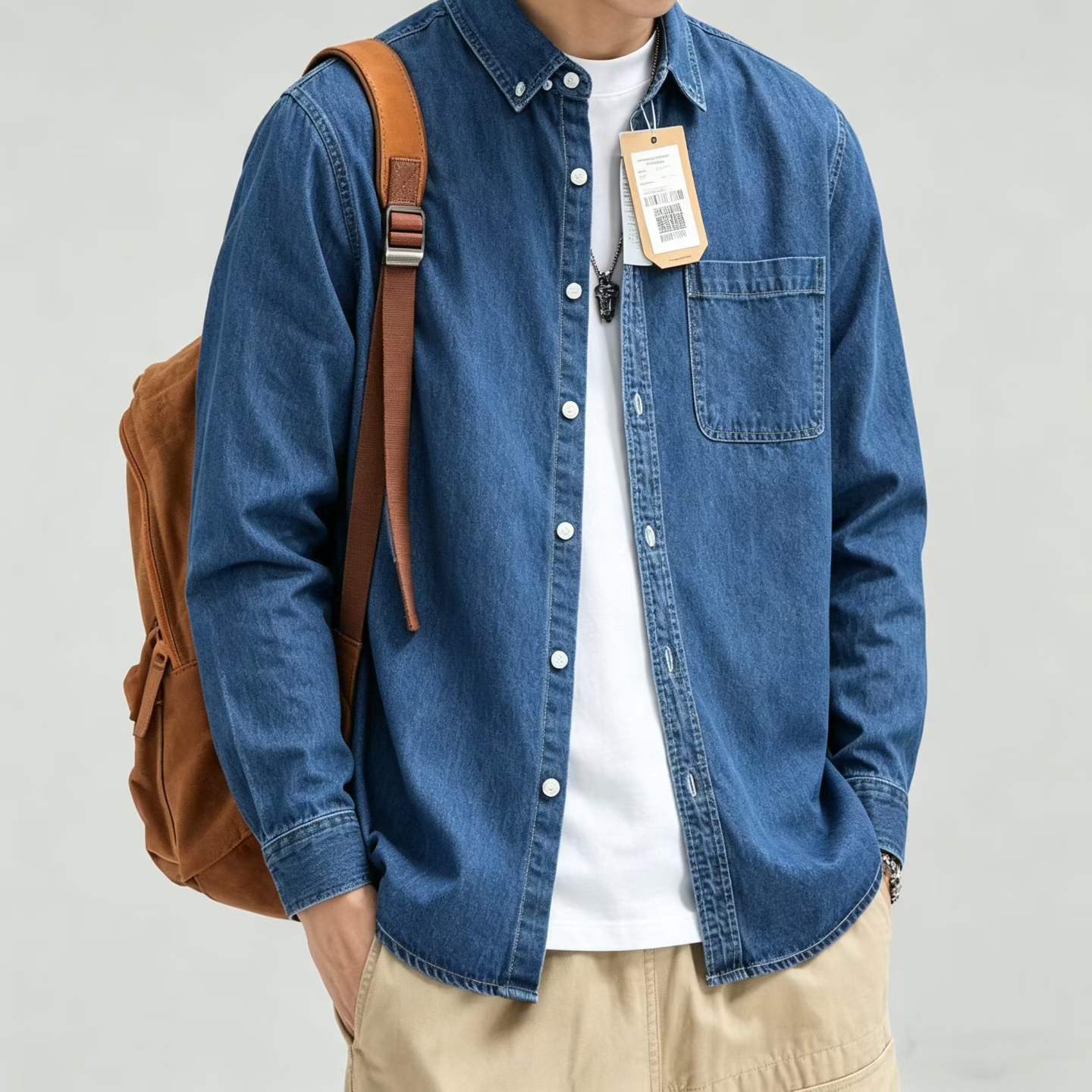 2000+ pcs Mid Blue Denim Shirt Jacket Stock Lot – Cotton Blend Casual Overshirts for Men – XS to 3XL Size Run – Low Cost Boutique Resale Denim Inventory